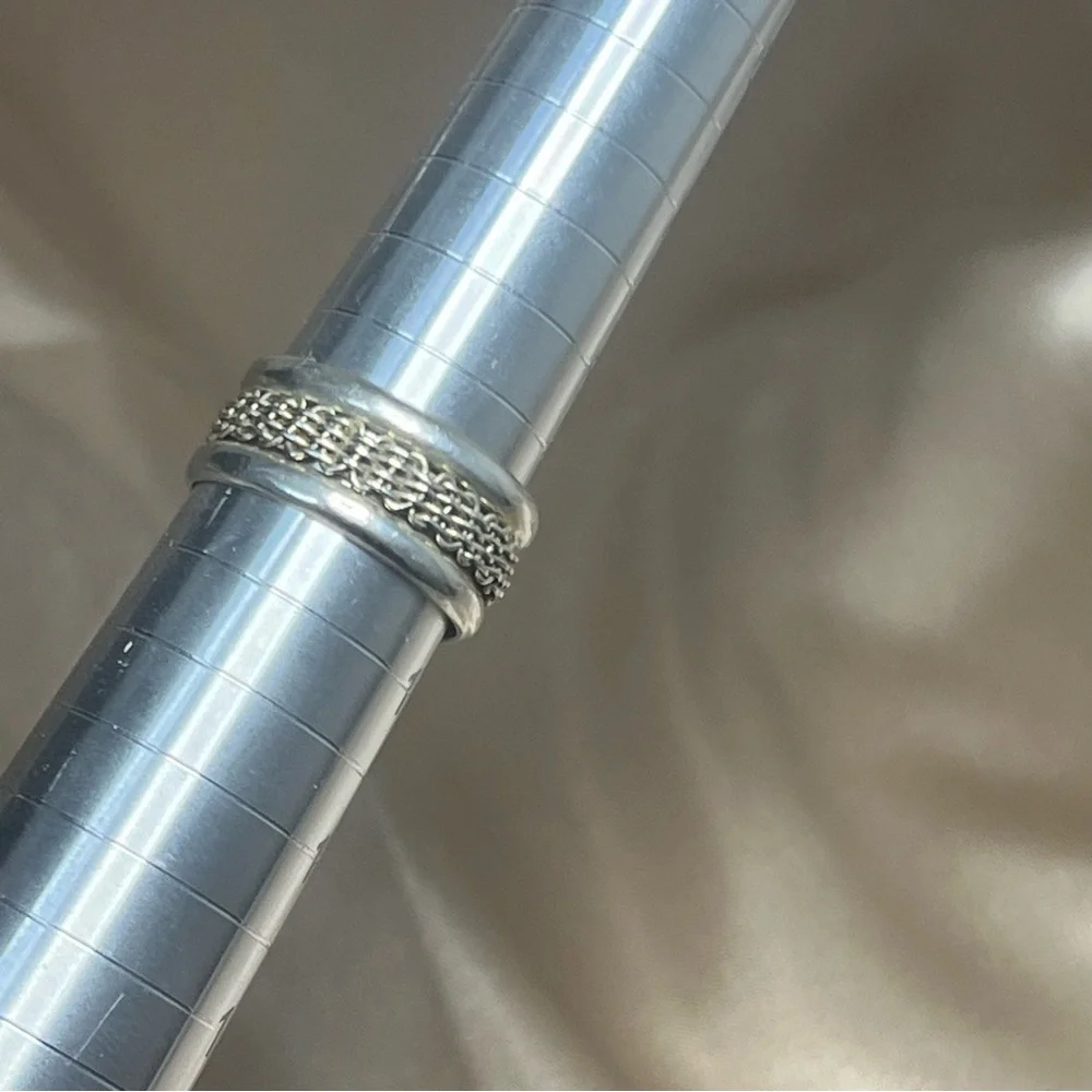 Vintage Sterling Silver 925 Mexico Basket‎ Weave Cage Modern Ring Band Size 9.25